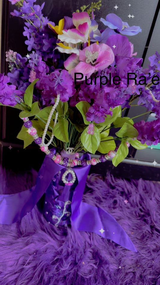 Purple Ra’e Floral Arrangement – Elegant Artificial Flower Vase for Home & Gifts