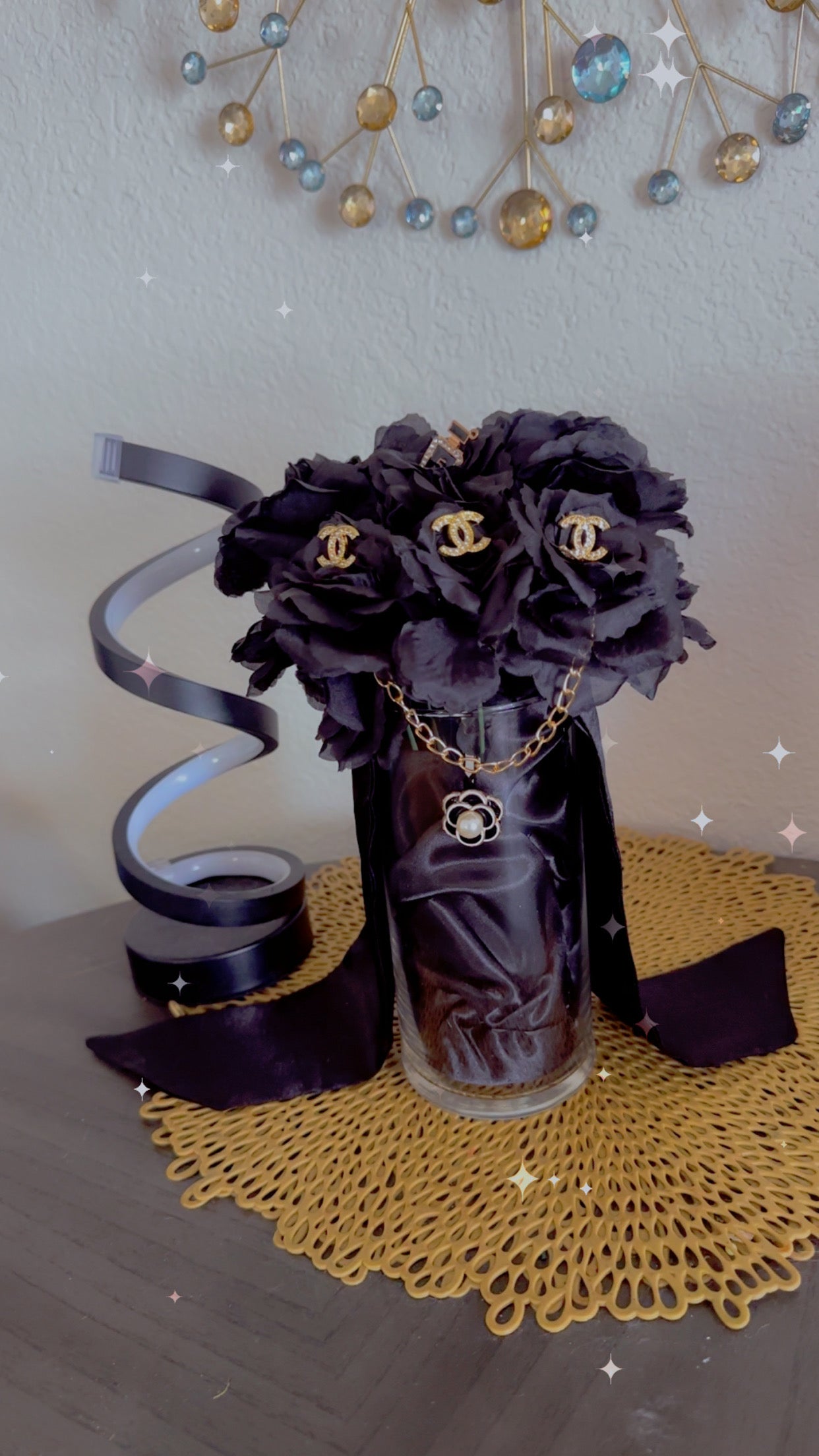 Luxury Floral Arrangement - White & Pink Bouquet Inspired by Chanel for Home Décor